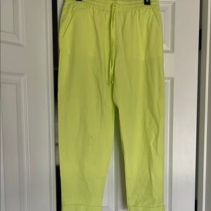 J. Crew Yellow Green Relaxed Fit Linen Cotton Blend NWT!